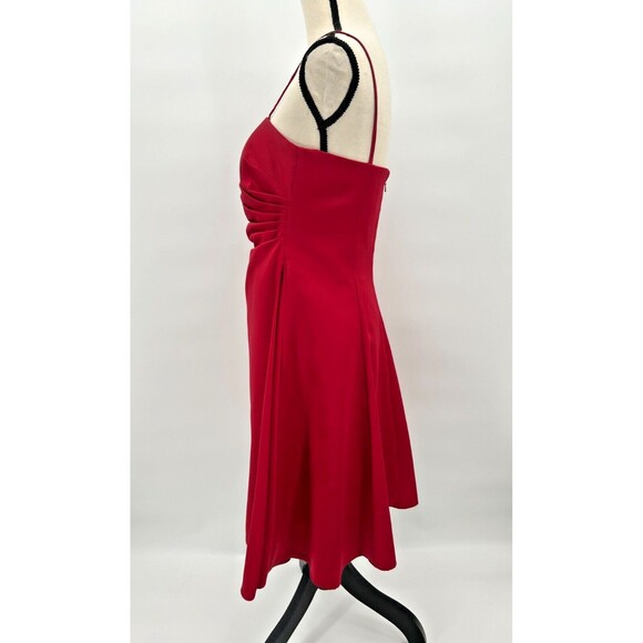 VALENTINE'S DAY Red Satin Dress~ Fit & Flare w Straps~ Bridesmaid/Formal~ Sz 4-6 - Picture 5 of 11